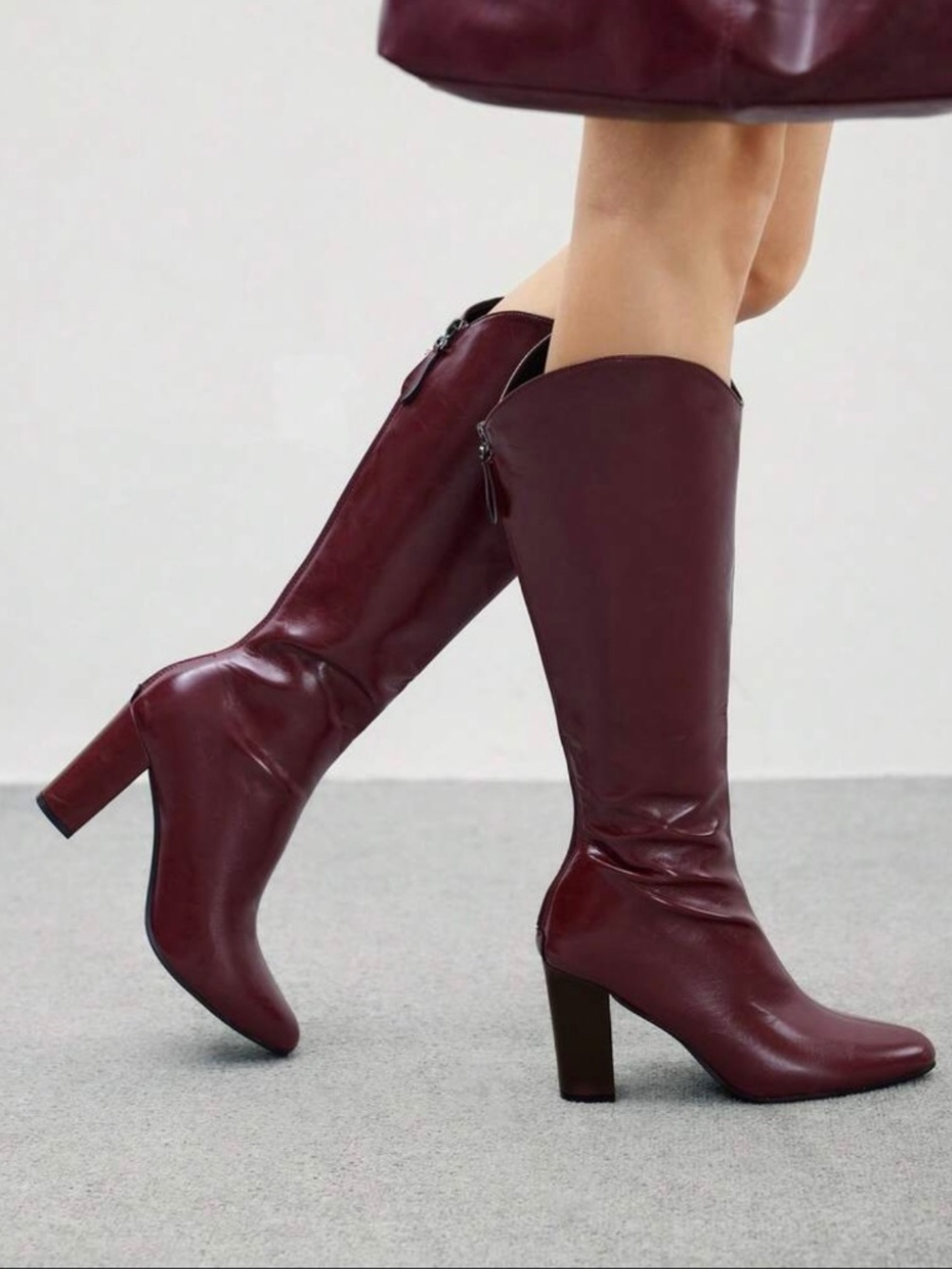 Leather Burgundy Women's Boots
